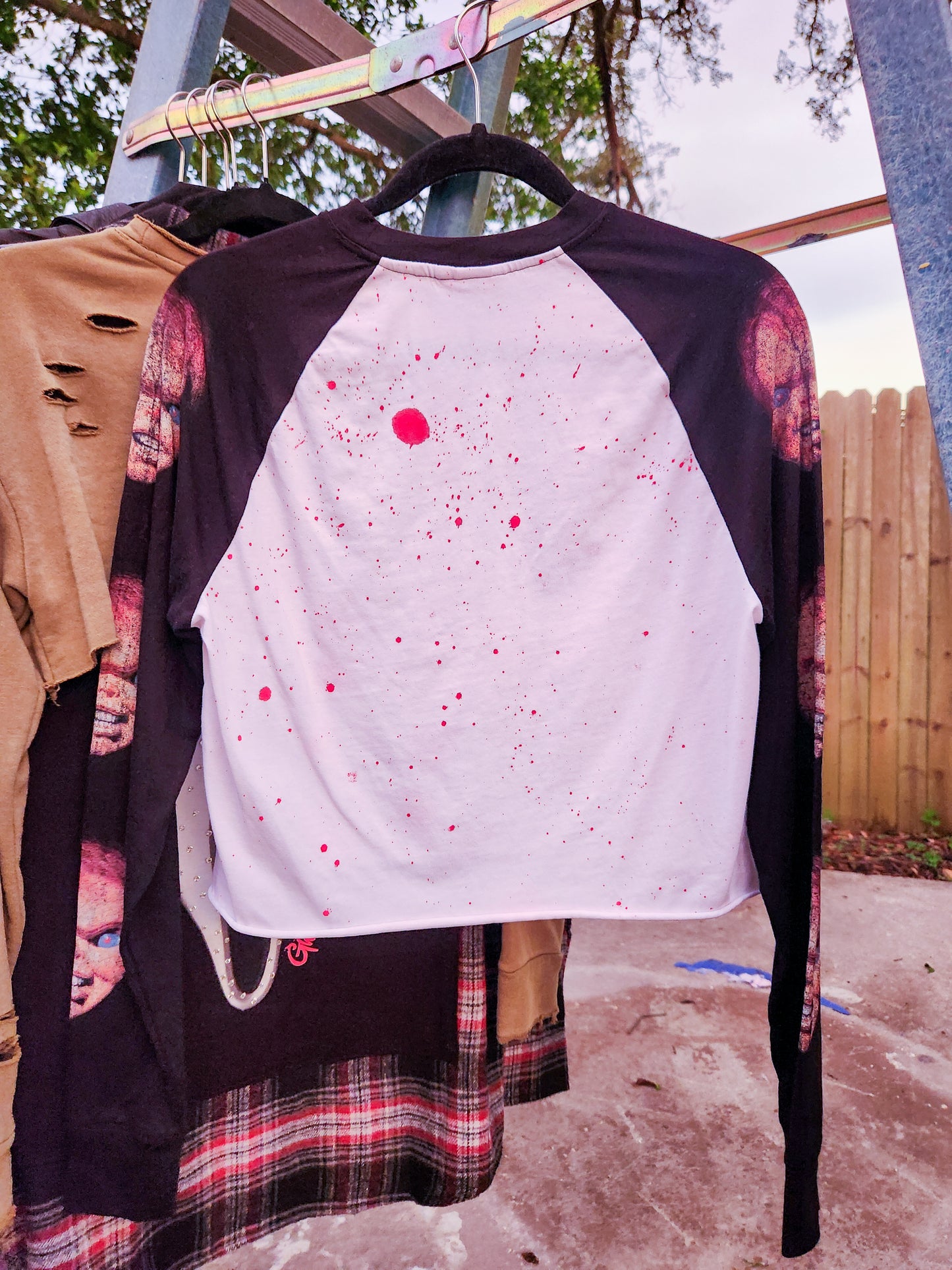 Chucky Blood Spatter Long Sleeve Crop Tee