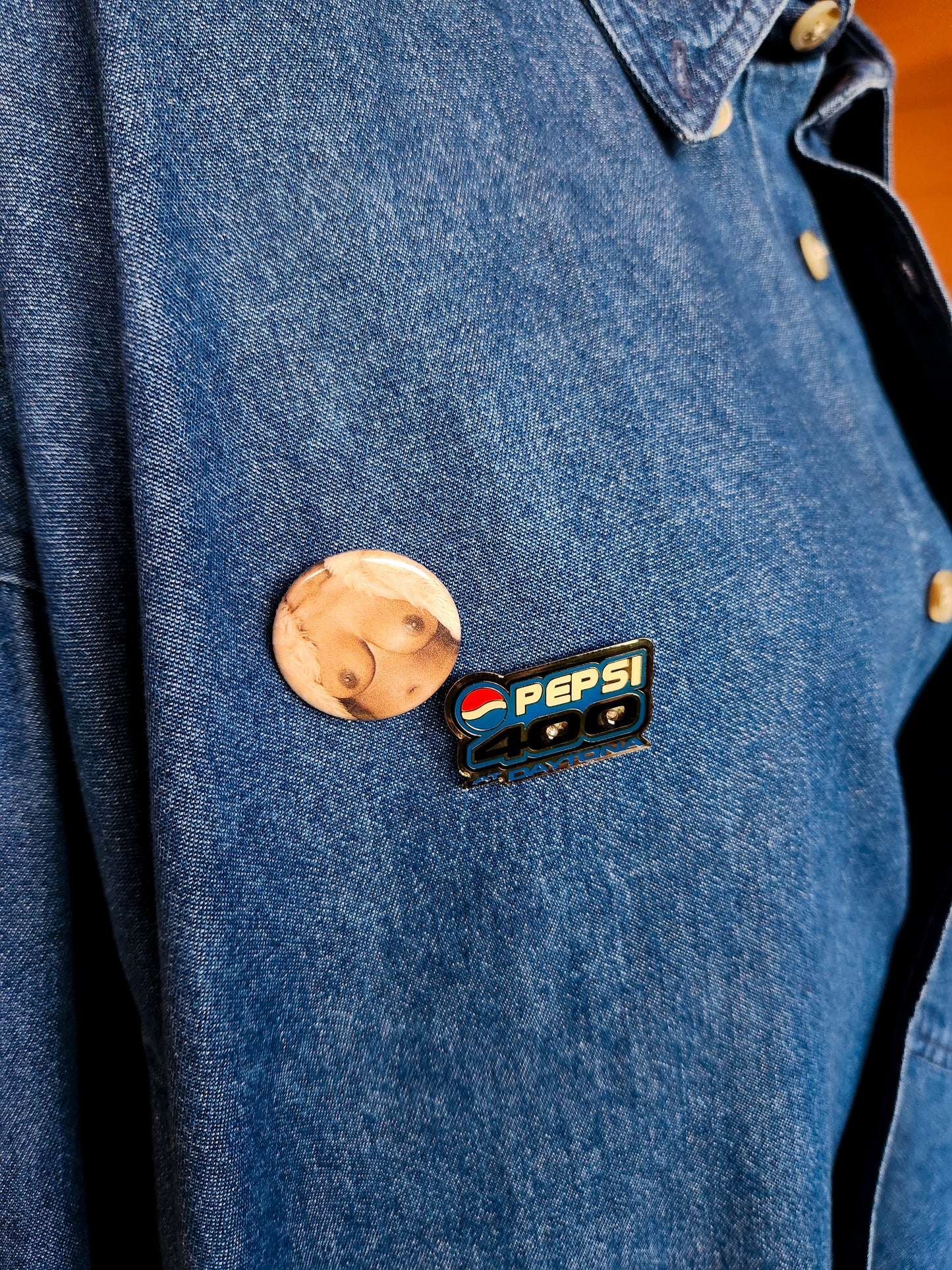 Bey Right Back Denim Long Sleeve Button Up