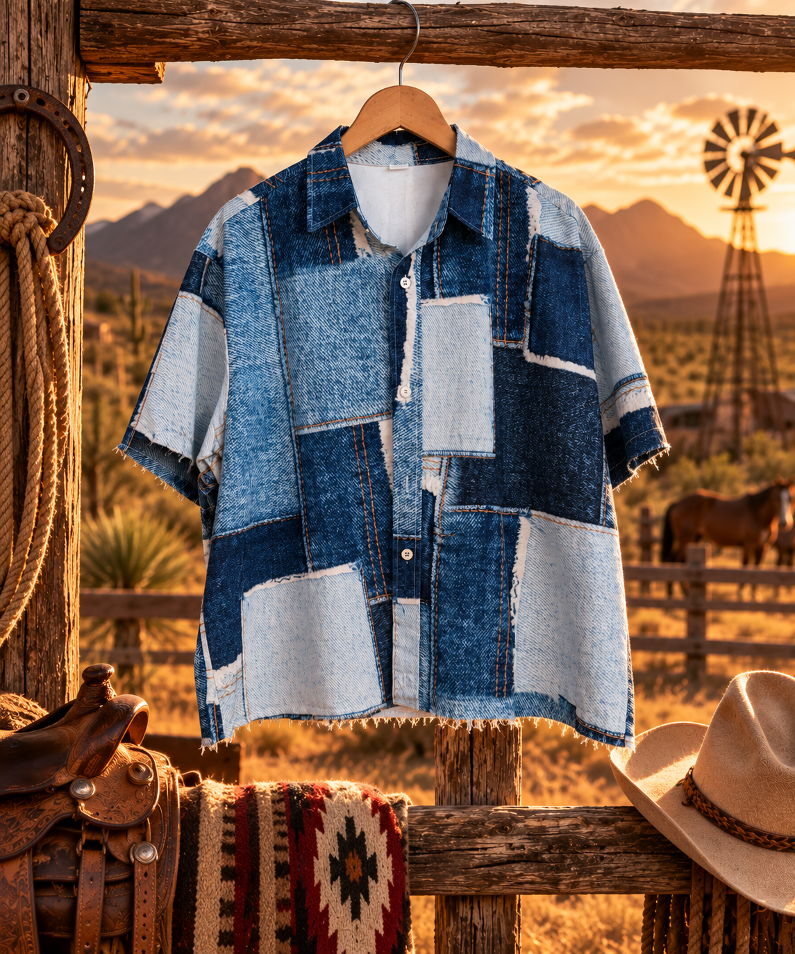 Denim in the Desert Upcycled Button Up