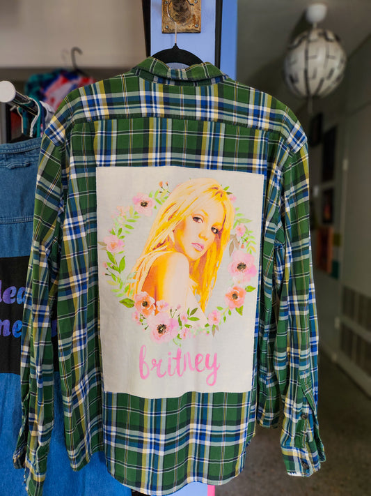 Britney Jean Mean Green Plaid Button Up