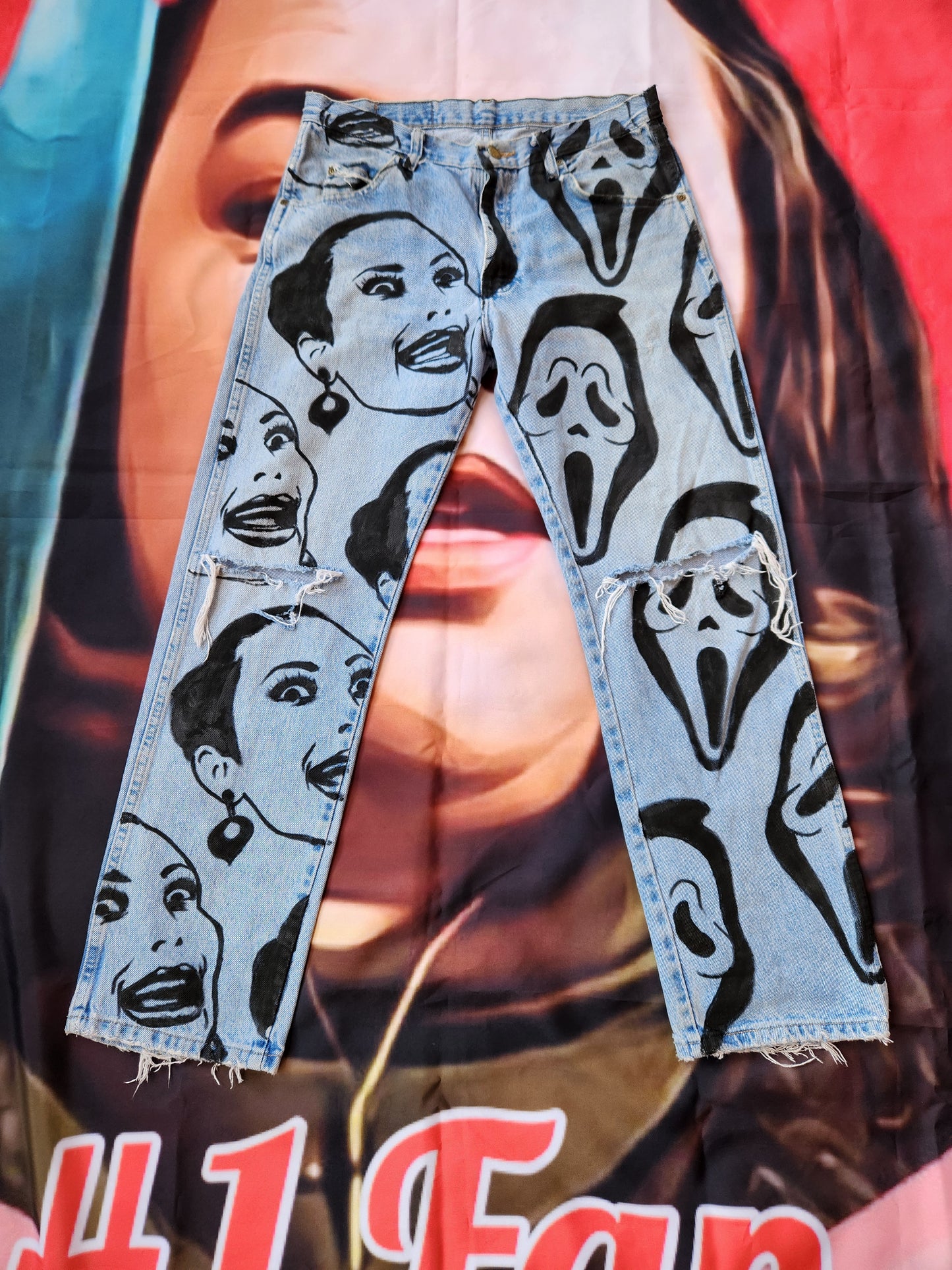 Kim K x GhostFace Handpainted Horror Jeans