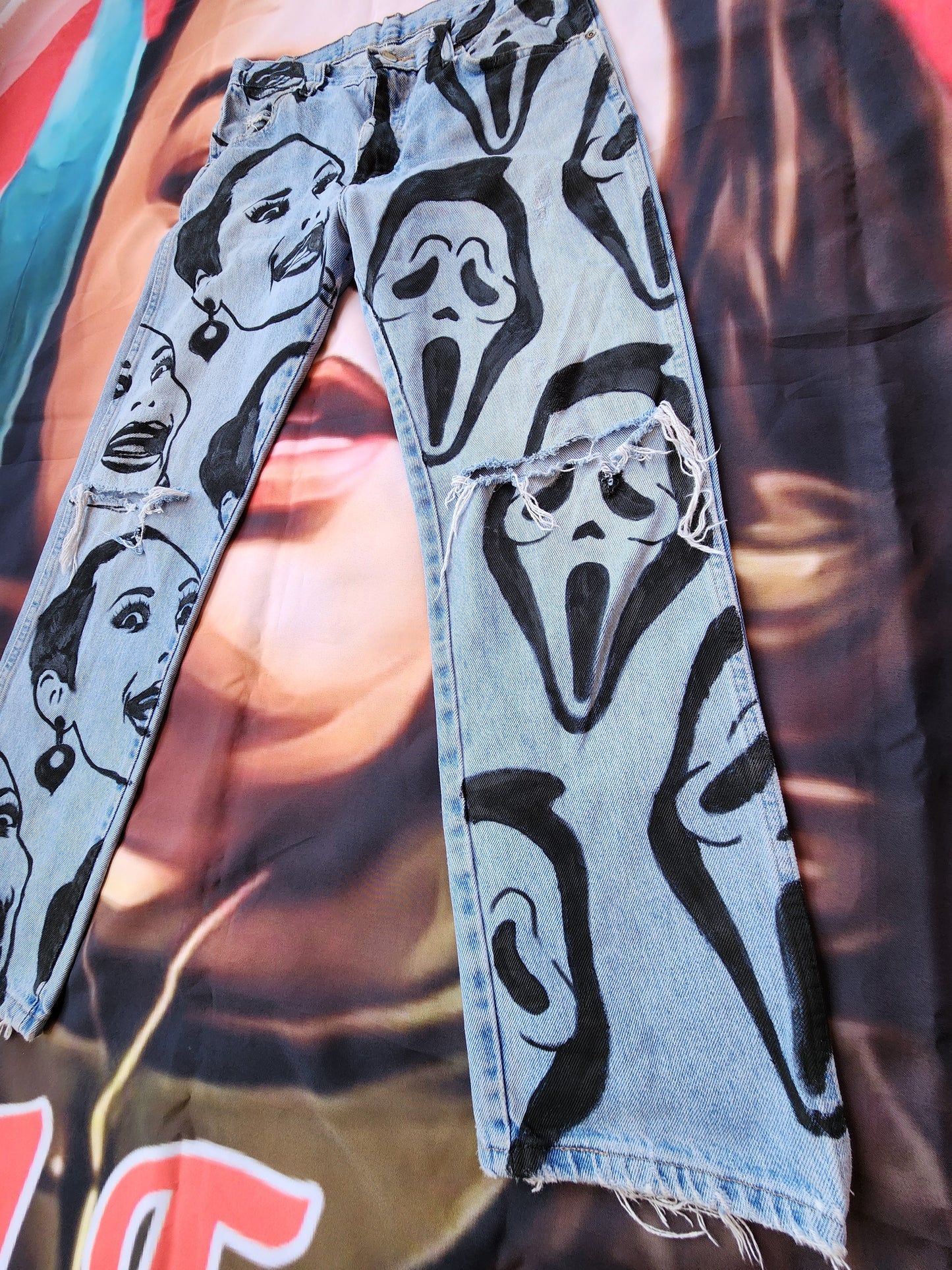 Kim K x GhostFace Handpainted Horror Jeans