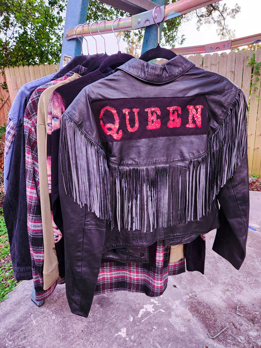 Yass Queen Fringe Cropped Vintage Leather Jacket