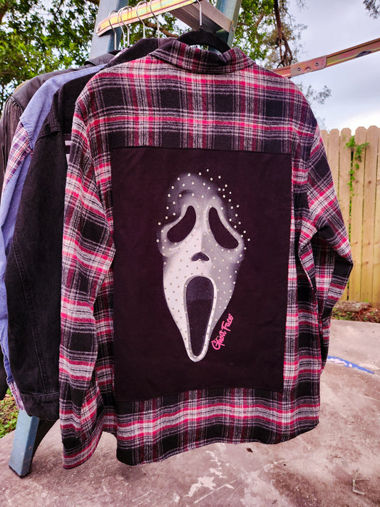 Boy, Call Me Back Ghost Face Long Sleeve Flannel