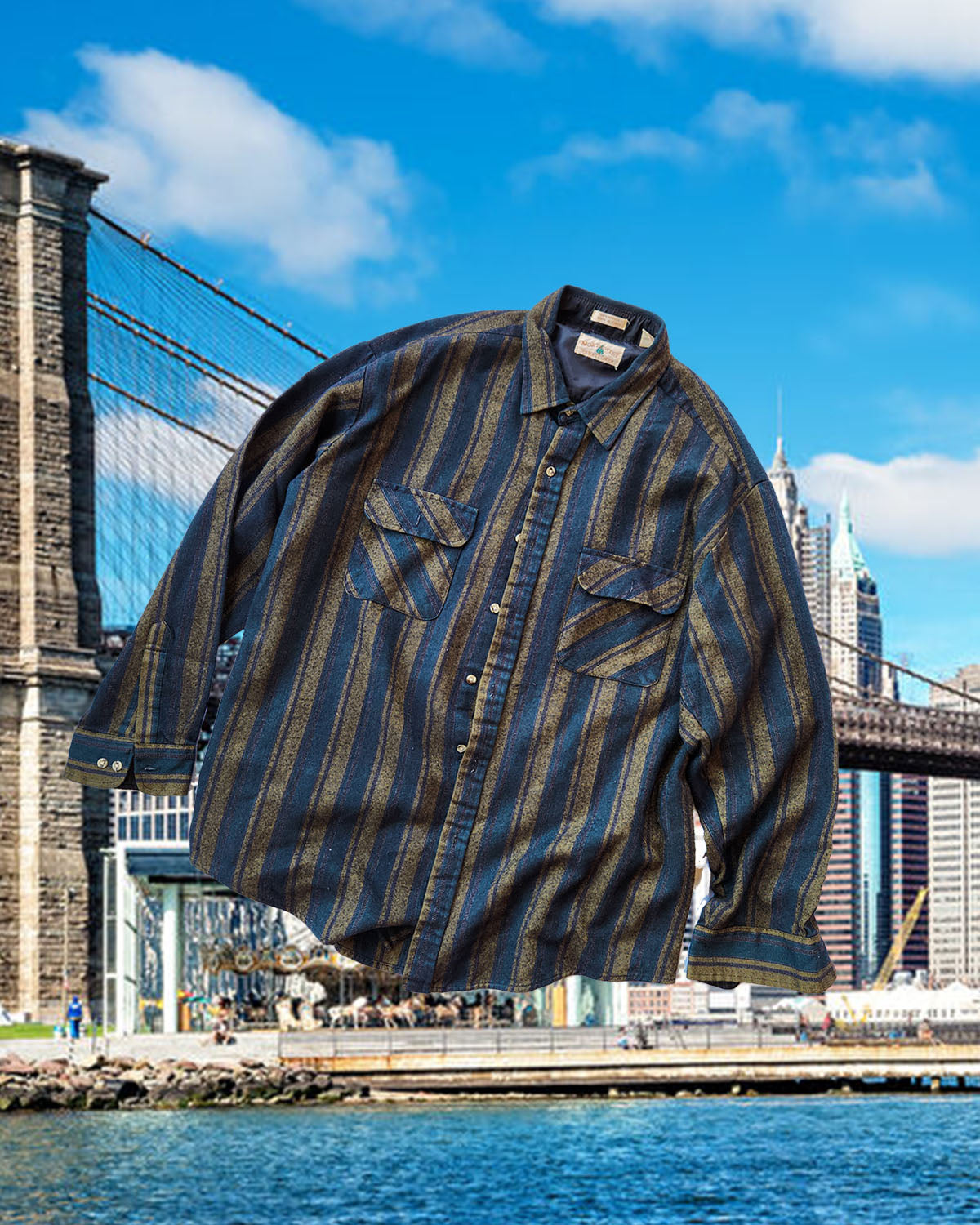 Biggie Apple Long Sleeve Striped Button Up