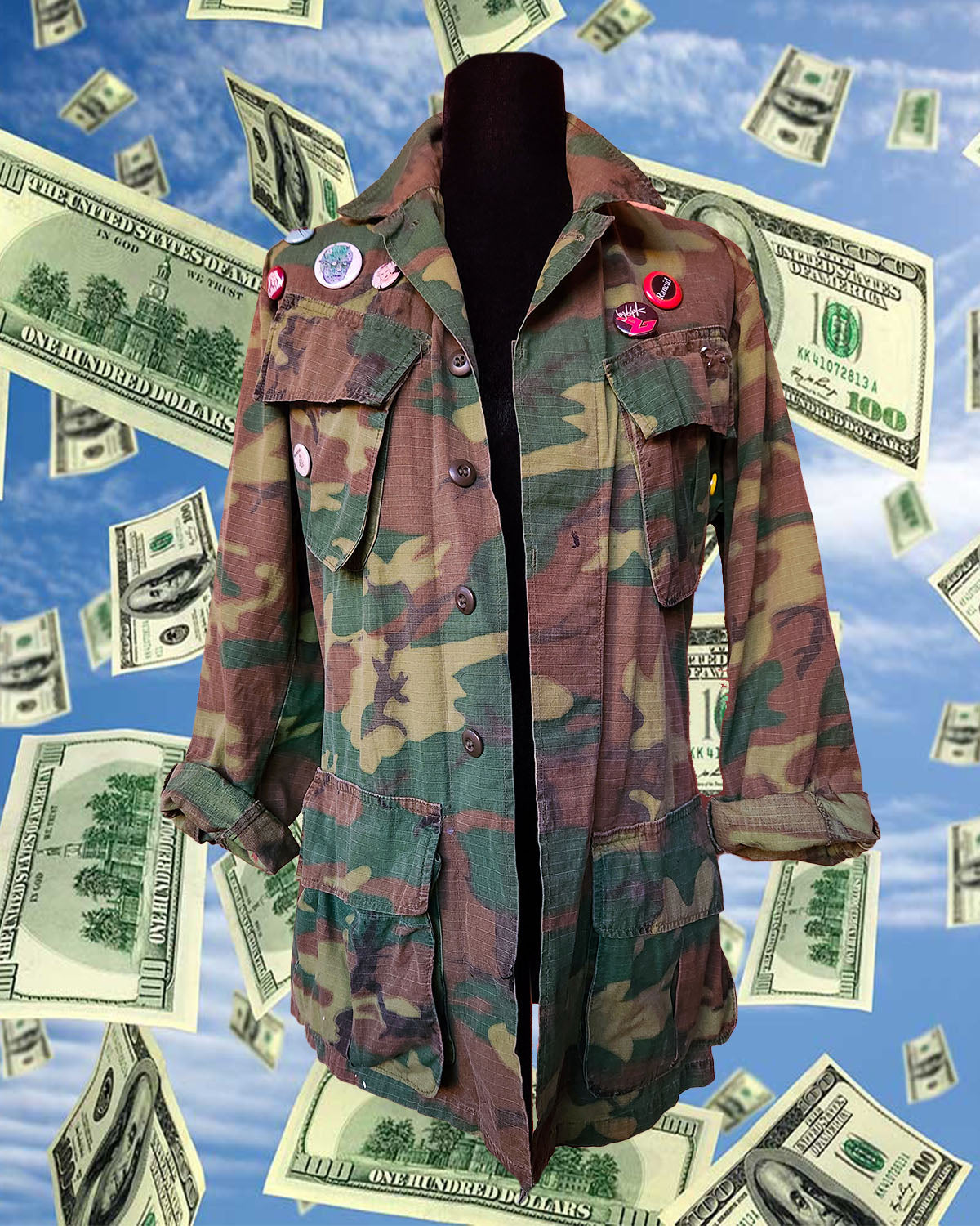 Totally Relatable Hand Painted Army Surplus Jacket